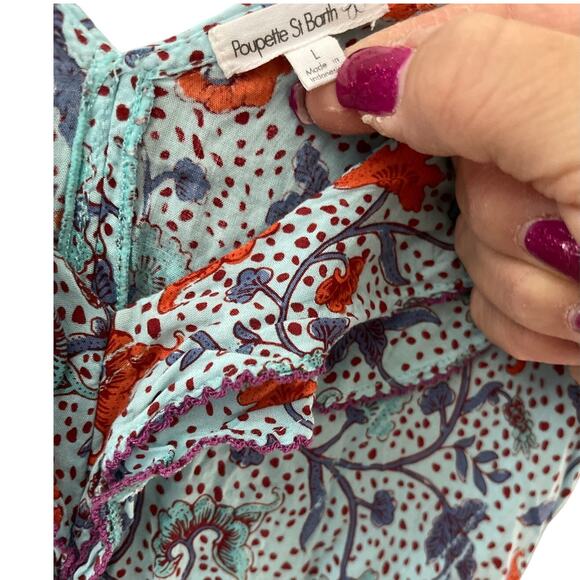 Poupette St. Barth Floral Midi Dress - Blue and Red - Picture 11 of 11